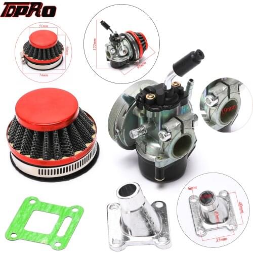 TDPRO 19mm Racing Carburetor + Air Filter For Motorcycle 2 Stroke 49cc 66cc 70cc 80cc Engines Mini ATV Dirt Pocket Bike Go Kart