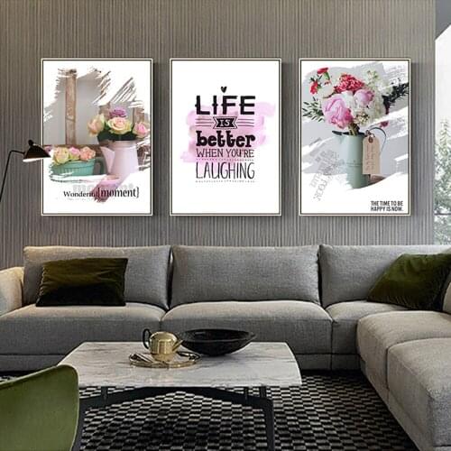 Colorful Pink Flower Painting Wall Posters And Prints Wall Pictures Kids Room Decor Paintings Wall Decor