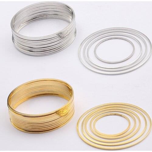 Brass Plated Gold 8/10/12/15/20/25/30/35/40mm Round Ring Hoops Circle Charms Connector For DIY Earrings Necklace Jewelry Making