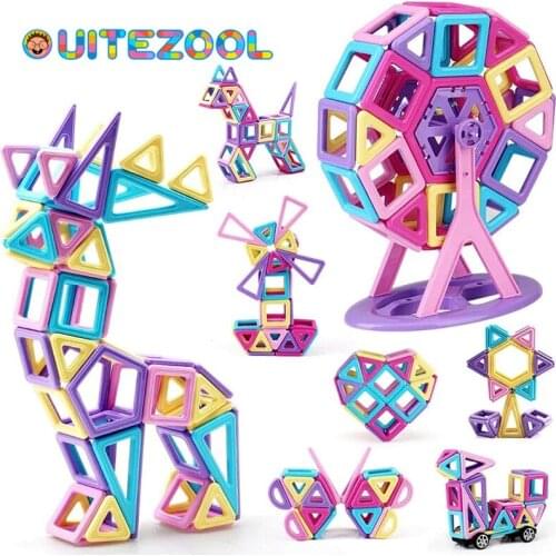 168Pcs Big Size Magnetic Designer Magnet Building Blocks Accessories Educational Constructor Toys For Children