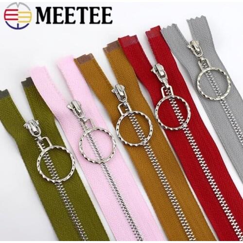 Meetee 2pcs Close-End 20/30cm Open-End 40-70cm 3# Metal Silver Tooth Zipper DIY Garment Textile Decor Zip Sewing Material ZA088