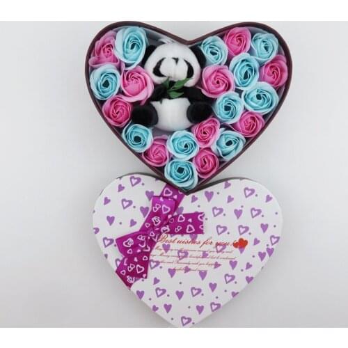 Handmade Cute Panda Stuffed Animal With Soap Roses Flowers Small Bouquets Gift Box Valentines Birthday Christmas Gifts