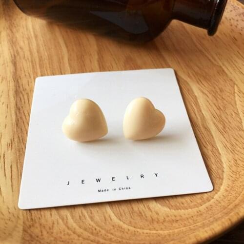 Love Cute Chunky Korean Earrings Resin Stylish Heart Earrings