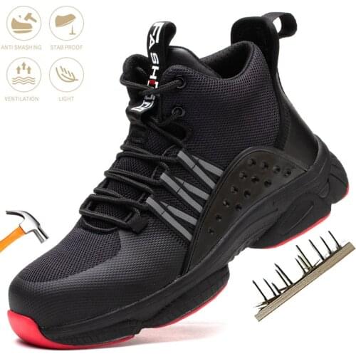 Fashion Men Safety Shoes Steel Toe Cap Lightweight Work Sneakers Construction Anti-smash Puncture-Proof Indestructible Boot