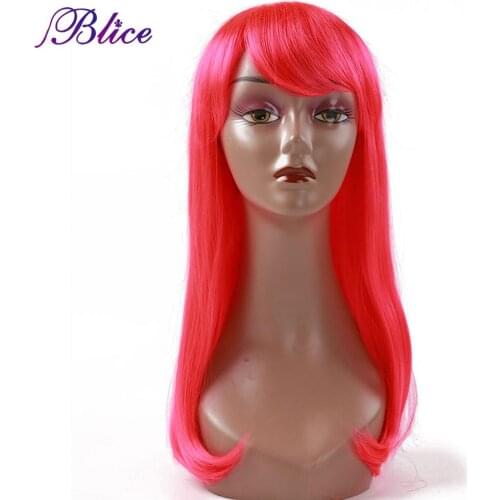 Blice MONO Web Long Straight Wig Synthetic Pink Cosplay Wig With Bang 20 Inch For Girls