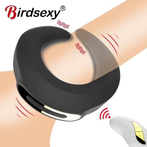 Cock Ring Vibrator with Remote Controller 10 Speeds Penis Ring Massager Clitoral Stimulation Erection Trainer Sex Toys for Man