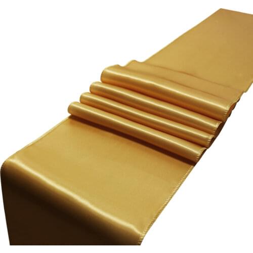 10pcs Luxury Gold Table Runner Solid Satin Tablecloth Table Runners Table Flag Dinner Mats Wedding Party Decoration Home Textile