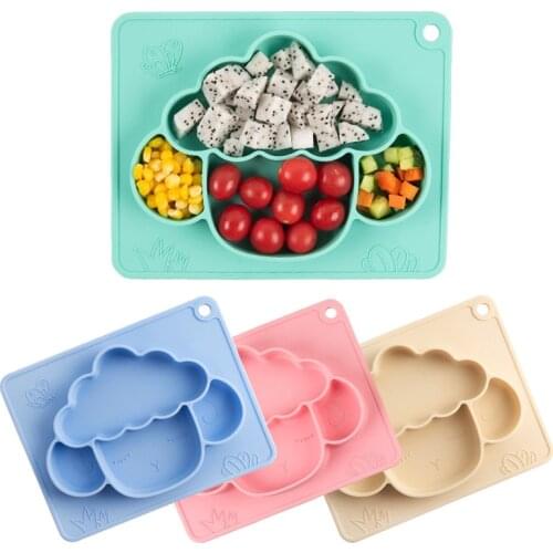 Silicone Baby Suction Plate BPA Free Anti Slip Saucer Toddler Dishes Cartoon Childrens Feeding Tableware Baby Accessories