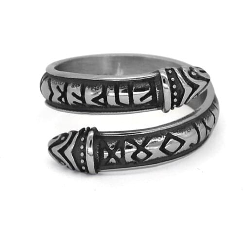 Nordic viking Rune Scandinavian rings - stainless steel with valknut gift bag