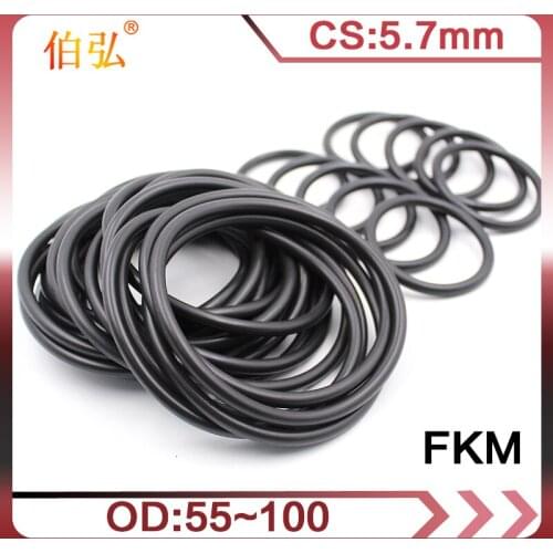 1PC/lot Fluorine Rubber O-Ring Black FKM Sealing 5.7mm Thickness OD55/60/65/70/75/80/85/90/95/100mm Gasket O Ring seal Washer