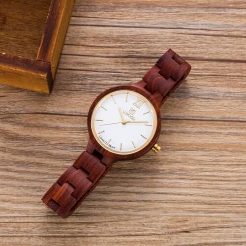 UWOOD Watch Women Wooden Quartz Wristwatches Japan Movement Retro Minimalist Casual Bangle Wood Sandal Strap Gift Watches Female