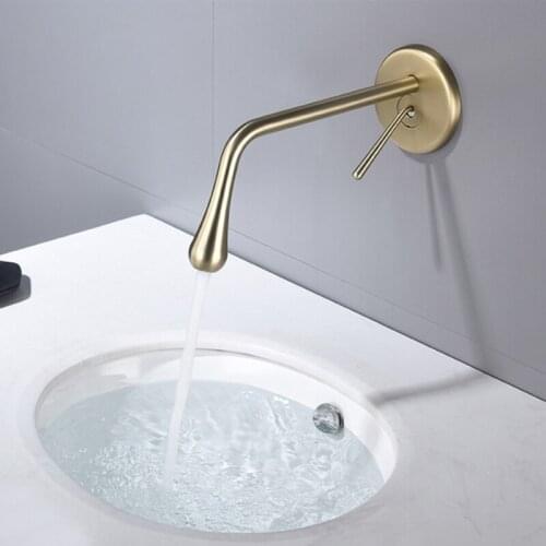 Bathroom Basin Faucet Brush Gold Brass Sink Mixer Tap Hot and Cold Lavatory Crane Tap In-Wall Single Handle Gun Grey Faucet Taps