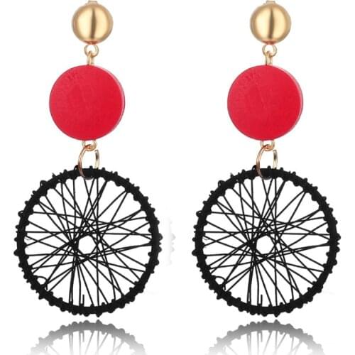 WomenStreet Shot Jewelry Fashion Brand Hot Earrings Long Temperament Mesh Earrings Popular Wood Stud Earrings