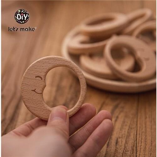10PC Baby Teether Wooden Beads Beech Rodent DIY Pacifier Chain Teething Bracelet Accessories Montessori Wooden Teething Toys