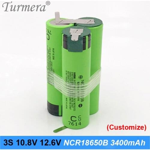 3s 18650 Battery Pack NCR18650b 3400mAh 10.8v 12.6v Welding Solder Battery for Screwdriver Tools Battery Customized Battery