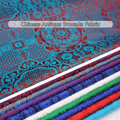50*73cm Retro Sun Flower Pattern Fabric Satin Silk Brocade Jacquard Fabric For Sewing Cheongsam Dress Kimono Material