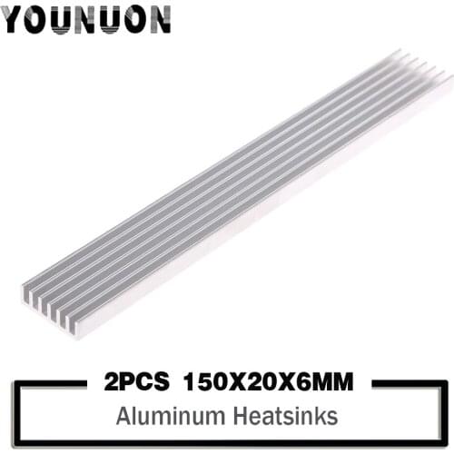 2PCS 150x20x6mm Radiator Aluminum Heatsink Extruded Heat Sink for LED Electronic Heat Dissipation Cooling Cooler 150*20*6mm