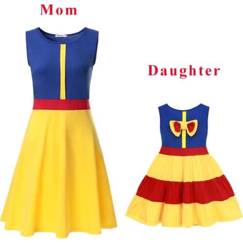 Snow White Mother Daughter Dresses Princess Matching Family Outfits Mom and Daughter Parent Bell Fashion Dress