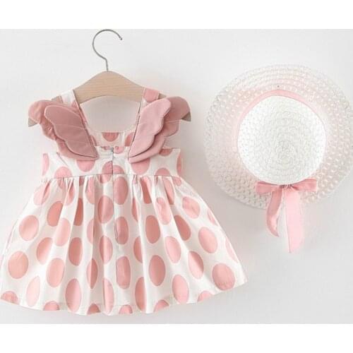 Melario Baby Girls Dresses With Hat 2pcs Clothes Sets Kids Clothes Baby Sleeveless Birthday Party Princess Dress Print Floral