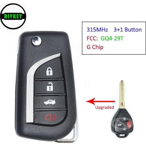 DIYKEY Upgraded Folding Remote Key 315MHz + G Chip Fob for Toyota Corolla Venza 2009-2015 FCC ID: GQ4-29T