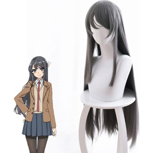 Sakurajima Mai Gray Long Straight Wig Cosplay Costume Sung Soon Buta Heat-resistant Hair Cospiay Anime Character