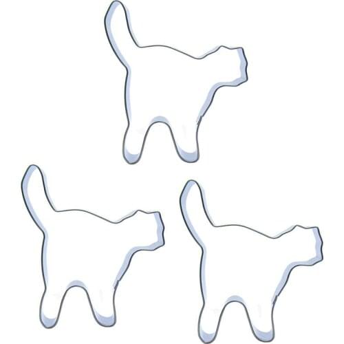 Kitten shape 3 piece biscuit cutting molds, baking tools, cake decorating soft candy tools