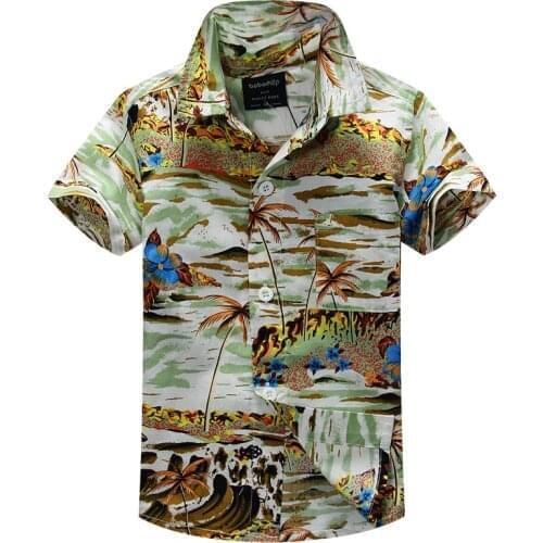 Cotton 100% floral shirt hawaiian shirt aloha shirt for boy T1519
