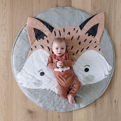 Playmat Baby Play Room Fox Floor Mat Creative Childrens Room Carpet Fox Floor Mat Baby Animal Crawling Mat 85cm In Diameter