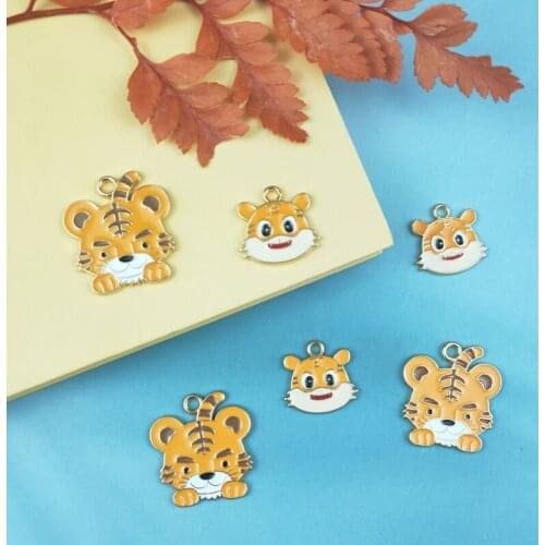 JeQue 10pcs/lot Cartoon Animals Enamel Charms Cute Tiger Metal Pendants Handmade Finding For DIY Jewelry Accessories