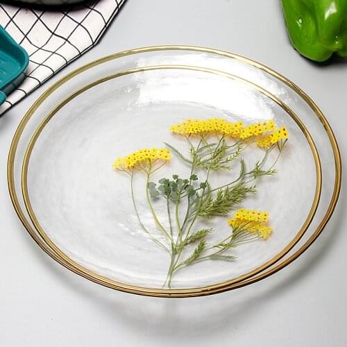 Cool Summer Hammer Mesh Glass Fruit Daisy Plate Salad Bowl Hand-painted Glass Tableware Dinner Set Plates and Dishes
