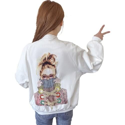 Bomber Jacket for Women Brand Clothing Fashion Casual Baseball Outwear Print Coat 2021 New Female Spring Autumn Loose Outerwear
