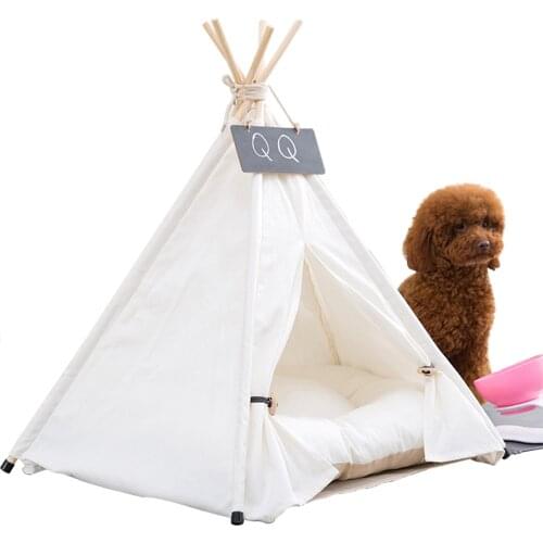 Puppy Bed Cat Kennel Portable Waterproof Canvas with Cushion Warm Puppy Bed Pets Blanket Pet Tent Dog House Washable Winter Tent