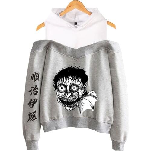 2021 Hot Sale Kpop Junji Ito Off-shoulder Hoodie Sweatshirt Women Girls Hooded Tracksuits Harajuku Hip Hop High Quality Clothes