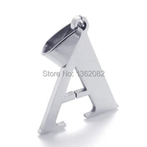 Fashion Silver Tone Stainless Steel A to Z Alphabet Initial Letters Charm Couple Pendant Men Womens Gift MN250