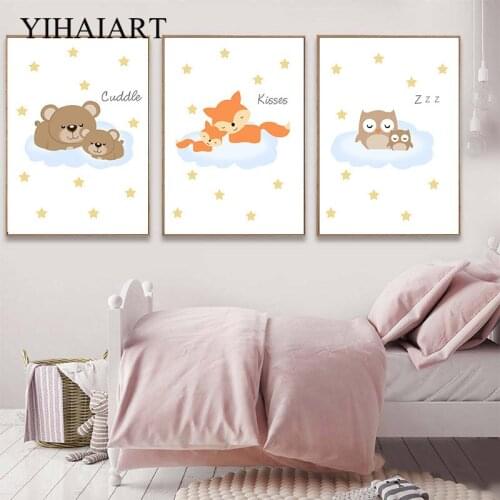 Cartoon Woodland Animal Canvas Poster Nursery Wall Art Print Canvas Painting Nordic Kids Decoration Picture Baby Bedroom Decor