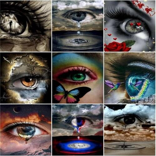 Color Eyes Oil Painting By Numbers For Adults Kits Unique Gift Landscape Diy Modern Wall Art On Canvas Painting Home Decoration
