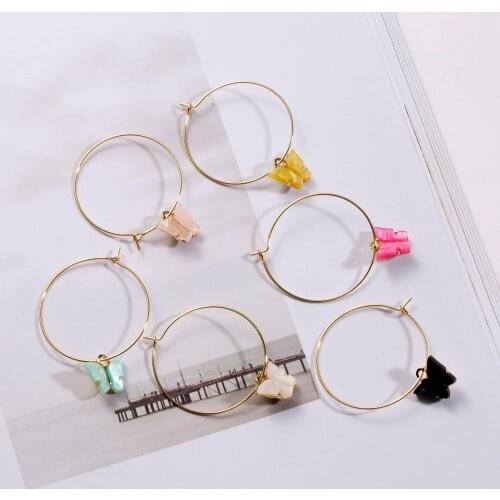 2020 New Womens Earrings Fashion Color Acrylic Butterfly Drop Earrings Animal Sweet Colorful Acrylic Big Circle Dangle Earrings