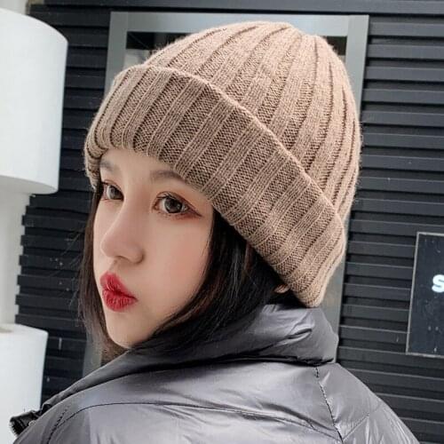 New Autumn Winter Hair Winter Hat Warm Beanies Hats Casual Women Solid Adult Cashmere Knitted Beanie Hat with Bright Wire