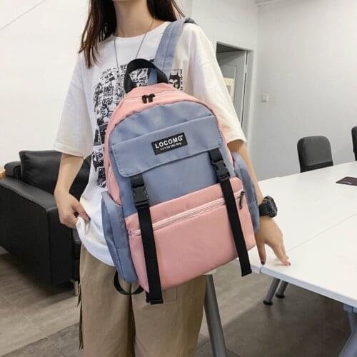 Backpack New Fashion Leisure Color Contrast Backpack Outdoor Travel Backpacks Nylon Junior High School Water-proof Schoolbag