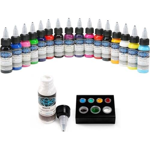 16 Pcs 30ml Professional Tattoo Ink 16 Colors Set 1oz 30ml/Bottle Tattoo Pigment Kit Fashion Makeup cosmetics Tools Ink