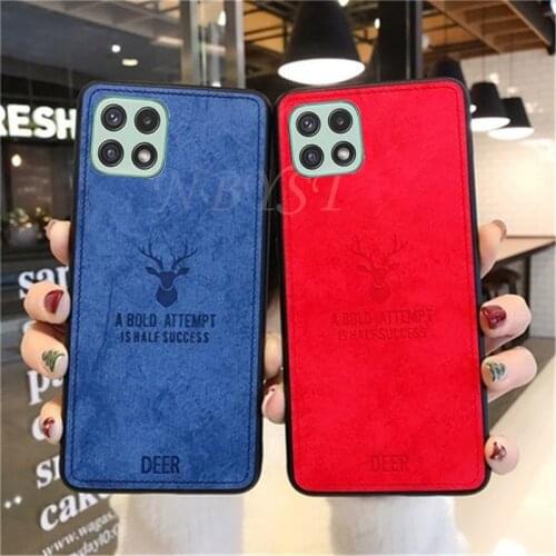 Deer Fabric Texture Shockproof Case For Samsung Galaxy M32 F22 A22 A32 4G A52 A72 A12 A42 M12 5G S21 FE Soft Silicone Back Cover