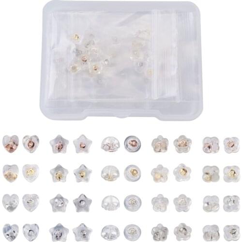 20pairs/box Clear Silicone Ear Nuts Heart Half Round Star Flower Earring Back Stopper for Stud Earrings DIY Earring Findings