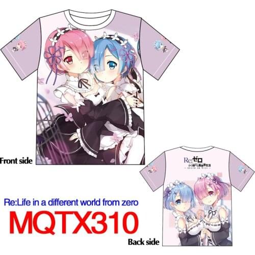 Re:Life in a Different World from Zero Anime Cosplay Costumes Hot Sale Short-Sleeve Tops O-Neck Style Tees for Gift