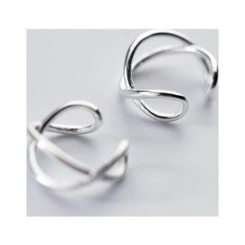 100% 925 Sterling Silver Hollow Twist Ear Cuff Clip on Earrings For Women Girl Without Piercing Earrings Jewelry