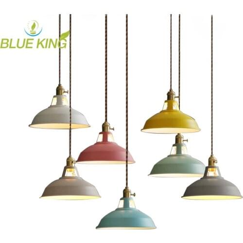 Modern LED Pendant Lights Multicolor Dining-room Restaurant Lamp knob Switch Pendant Lamps Twisted Wire Home Decration Lighting