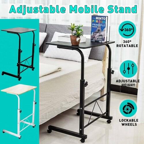 Folding Adjustable Computer Desk Table Portable Laptop Desk Rolling Laptop Table Bedside Sofa Home Office Furniture 60X40cm
