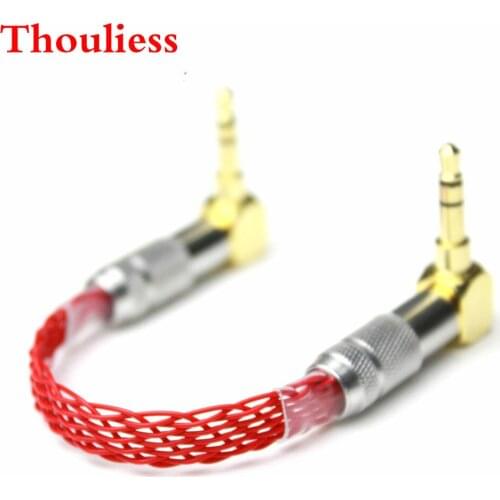 Thouliess 10cm 3.5mm to 3.5mm 8 cores 7N OCC Silver Plated 3.5 mm Stereo Audio Hifi Audio Car AUX cable (Red)