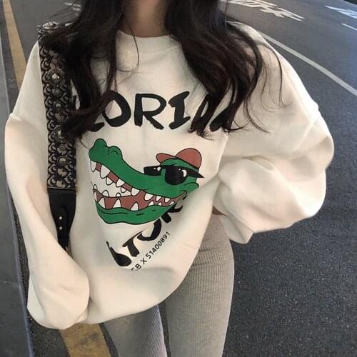 Oversized Print O Neck Hoodie Women Sweetshirts Plus Size Streetwear Top Full Sleeves Clothes Korean Fashion Harajuku Sweatshirt