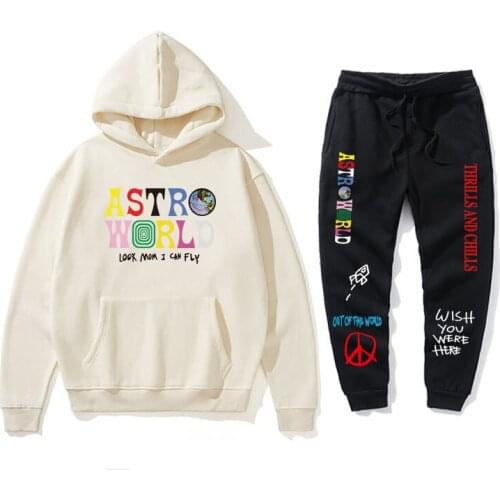 TRAVIS SCOTT ASTROWORLD hope you are here fashion hoodie letters ASTROWORLD street style hoodie + pants pullover men