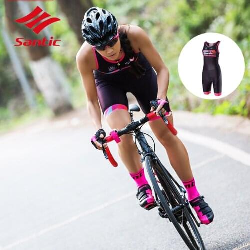 Santic Cycling Jersey Women Triathlon Anti-pilling Clothes Pro Padded Bike Bicycle Jersey Road One-piece Running Skinsuit